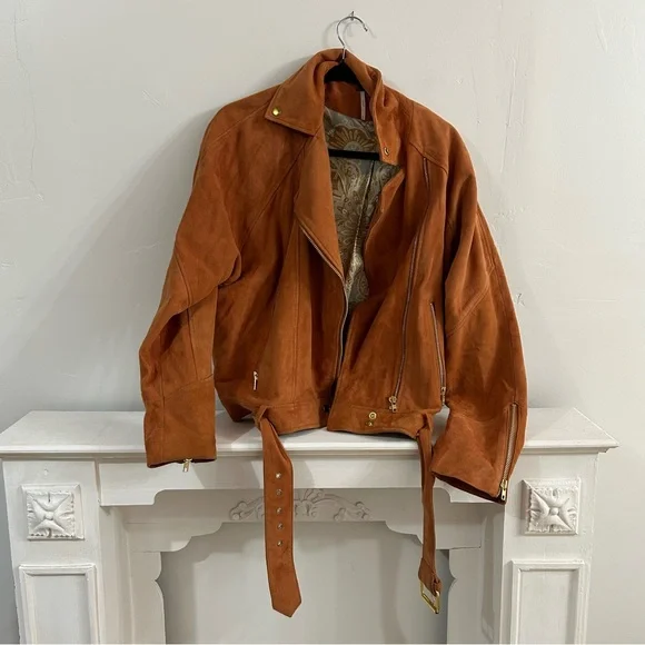 Free people Suede moto jacket size medium goat leather - Picture 5 of 6